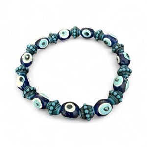 Blue Evil Eye Stretch Bracelet – Handmade Beaded Good Luck Jewelry